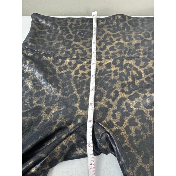 Spanx Leopard Print Metallic Leggings M Stretch High Rise Animal Sheen Mobwife - Picture 12 of 13